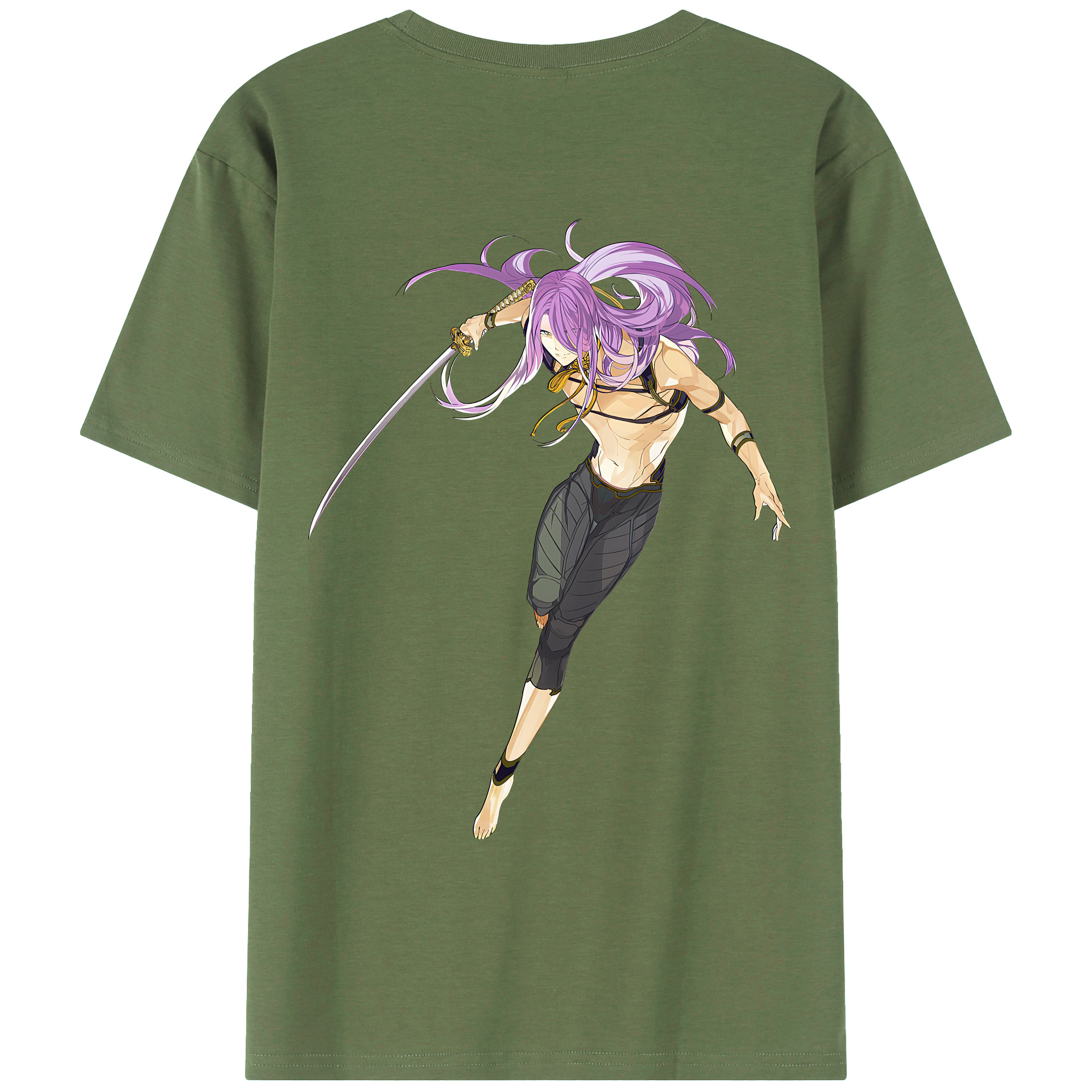 （画像用） 刀剣乱舞 Touken Ranbu 綿100％ メンズ半袖Tシャツ（バックプリント） 通気性